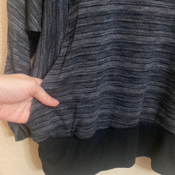 Democracy Striped Rauched Sleeves Black Grey Pockets L - Picture 5 of 10